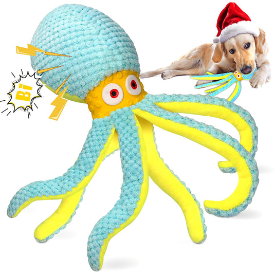 VIWIK Dog Toys for Chewers - Puppy Boredom and Stimulating Squeaky Octopus, Interactive for Smart Dogs, Soft Plush Chew