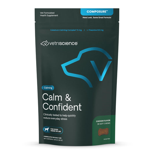VETRISCIENCE Composure Calming Treats for Small Dogs and Puppies Anxiety, Separation Stress, Thunder and Barking - Yummy Chews Pets Love, 30 Chews