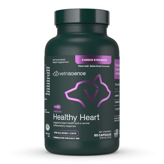 VetriScience Omega Healthy Heart Easy-Open Capsules, Cardio Strength Taurine and Omega-3 Supplement for Dogs & Cats, Heart Support Supplement, 90 Count