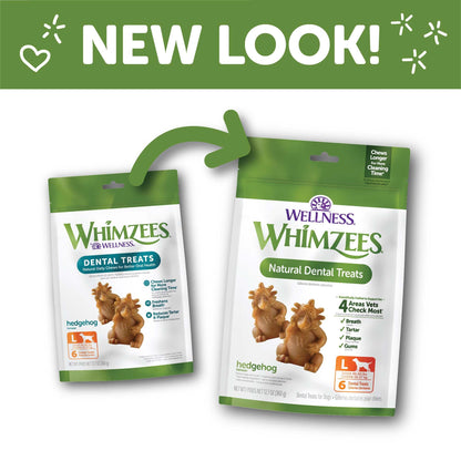 Wellness WHIMZEES Hedgehog Dog Dental Treats, Natural Chews, Large Size, (6 Count)