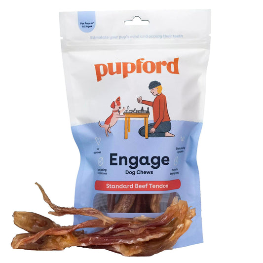 Pupford Standard Beef Tendon Chews for Dogs & Puppies, All-Natural Dog Chew with Glucosamine for Joint Health, Long-Lasting Toy, Great for Teething (10 Count)
