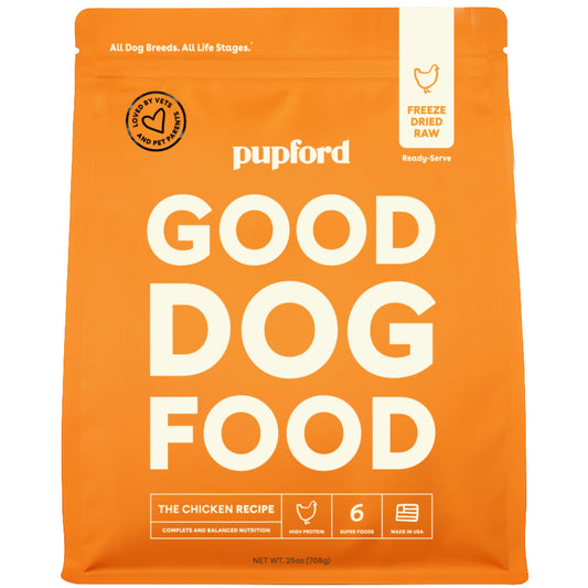 Pupford Good Dog Food, Freeze-Dried Raw, High-Protein, Superfood Ingredients, Vet-Approved, No Fillers or Artificial Additives (Chicken Recipe, 25 oz)