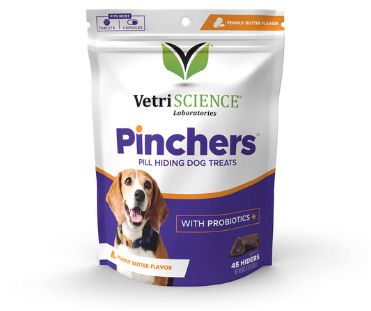 VETRISCIENCE Extra Large Pinchers Pill Hiders Chews, Non-Greasy Pill Wrap with Probiotics for Dogs, Disguise Pills, Capsules and Tablets, Soft and Chewy, Gut and Immune Health, Peanut Butter, 2 Pack