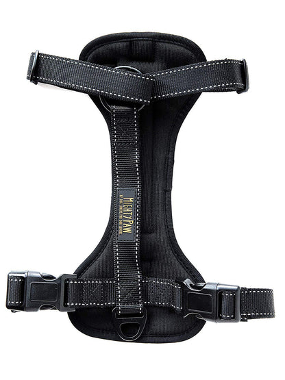 Mighty Paw Dog Car Harness - Vehicle Safety Gear - 2 Leash Attachment - Adjustable Straps - Reflective Stitching - Soft Padding - Standard Harness Functionality - No Pull Front Leash Attachment - S