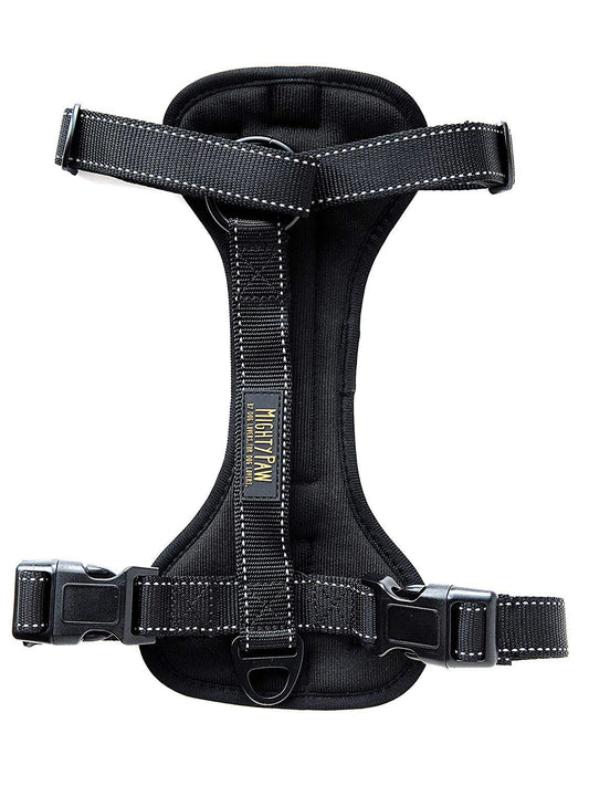 Mighty Paw Dog Car Harness - Vehicle Safety Gear - 2 Leash Attachment - Adjustable Straps - Reflective Stitching - Soft Padding - Standard Harness Functionality - No Pull Front Leash Attachment - S