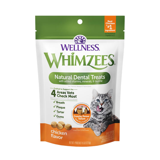 WHIMZEES Wellness Cat Dental Treats, Natural Chews, Chicken Flavor, (4.5 Ounce Bag)