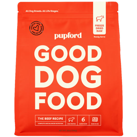 Pupford Good Dog Food, Freeze-Dried Raw, High-Protein, Superfood Ingredients, Vet-Approved, No Fillers or Artificial Additives (Beef Recipe, 25 oz)