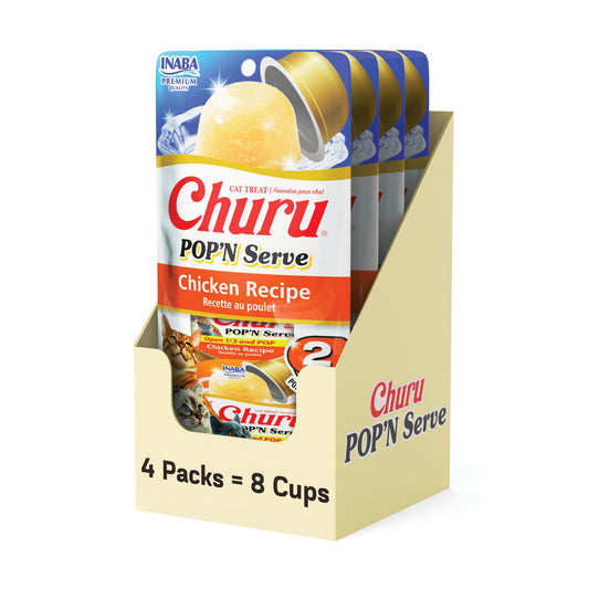 INABA Churu Pop'N Serve Jelly Cat Treat with Vitamin E & Taurine, 1.2 Ounce Cup, 8 Cups, Chicken Recipe