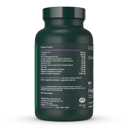 VetriScience Omega Healthy Heart Easy-Open Capsules, Cardio Strength Taurine and Omega-3 Supplement for Dogs & Cats, Heart Support Supplement, 90 Count
