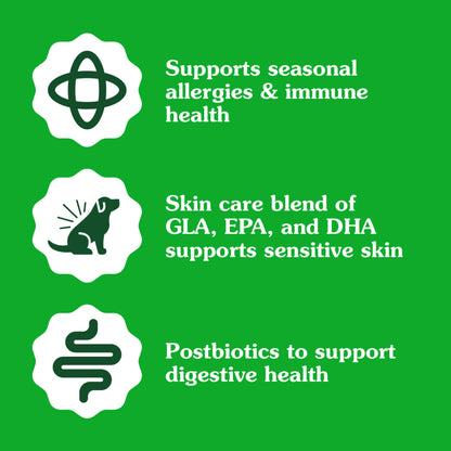 Greenies Sensitive Care Allergy & Immune Support Dog Supplement Chicken-Free Formula, Peanut Butter Flavor, 40 Count Pouch