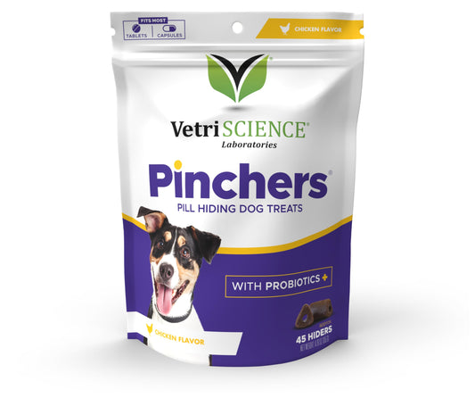 VETRISCIENCE Extra Large Pinchers Pill Hiders Chews, Non-Greasy Pill Wrap with Probiotics for Dogs, Disguise Pills, Capsules and Tablets, Soft and Chewy, Gut and Immune Health, Chicken, 2 Pack