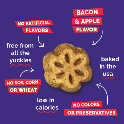 Fruitables Skinny Mini Dog Treats, Healthy Sweet Potato Treat for Dogs, Low Calorie & Delicious, Puppy Training, Free of Wheat, Corn and Soy, Made in the USA, Bacon and Apple Flavor, 5oz