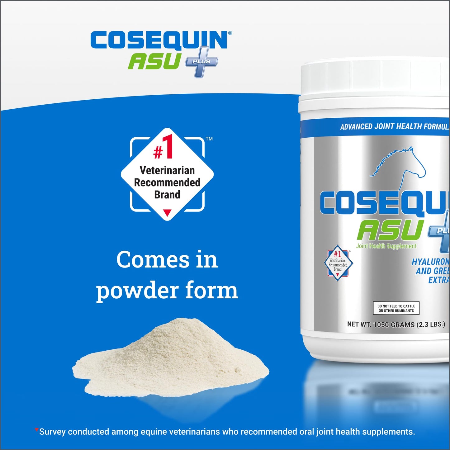 Nutramax Cosequin ASU Joint Health Supplement for Horses - Powder with Glucosamine, Chondroitin, MSM, ASU, Green Tea Extract, and Hyaluronic Acid, 1050 Grams