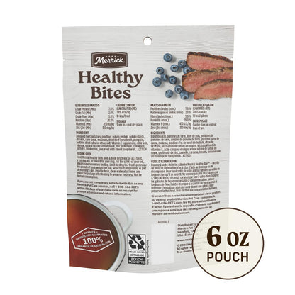 Merrick Healthy Bites Grain Free Dog Treats, Soft Treats with Bone Broth for Dogs, Beef and Bone Broth Recipe - 6 oz. Pouch