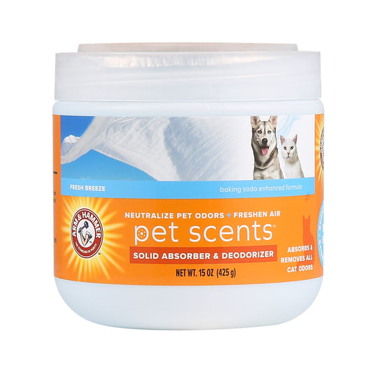 Arm & Hammer Pet Scents Gel Odor Eliminator - Fresh Breeze Solid Air Fresheners for Home - Strong Odor Eliminator Gel for Pet Smell - Room Deodorizer & Odor Absorber - Pet Safe Air Freshener, 15 oz