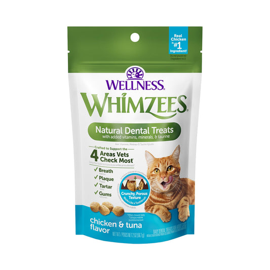 WHIMZEES Wellness Cat Dental Treats, Natural Chews, Chicken and Tuna Flavor, (2 Ounce Bag)