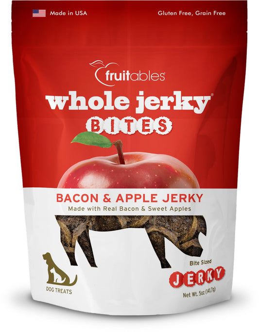 Fruitables Small Dog Treats – Whole Jerky Bites – Healthy Treats – Bacon & Apple Flavor – 5 Ounces