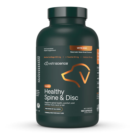 VetriScience Healthy Spine & Disc Easy-Open Capsules, Back & Spinal Support Chondroitin & Taurine Supplement for Dogs, Perfect for Dachshunds, Corgis, Frenchies & More, 180 Count