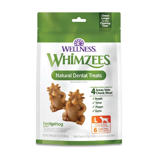 Wellness WHIMZEES Hedgehog Dog Dental Treats, Natural Chews, Large Size, (6 Count)