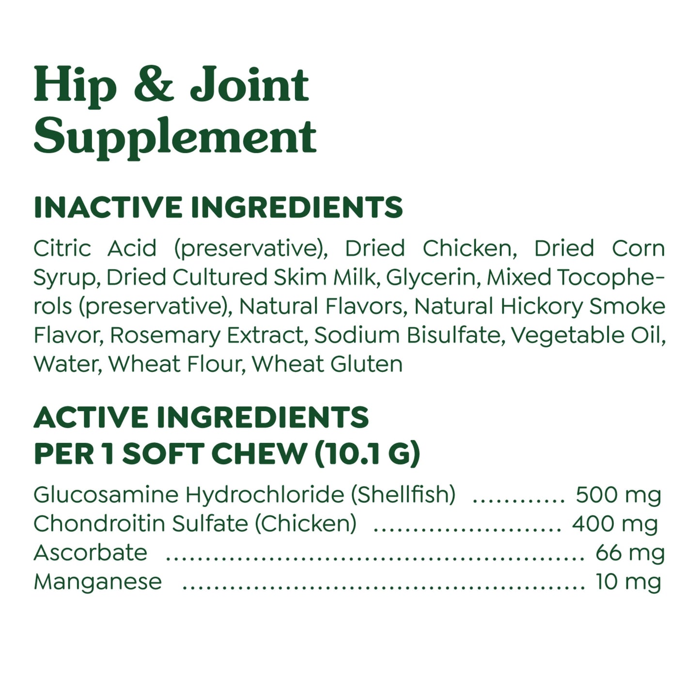 Greenies Supplements Hip and Joint Supplements for Dogs, Chicken Flavor, 6.08 oz. 30-Count