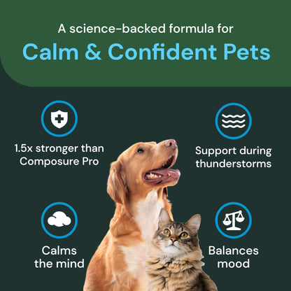 VetriScience Composure Pro Advanced - Advanced Calming Supplement for Dogs & Cats - Calming Aid Soft Chews - Chewable Calming Supplement - Advanced Calming Bite Formula - 45 Chews