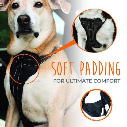 Mighty Paw Dog Car Harness - Vehicle Safety Gear - 2 Leash Attachment - Adjustable Straps - Reflective Stitching - Soft Padding - Standard Harness Functionality - No Pull Front Leash Attachment - S