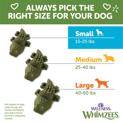 Wellness WHIMZEES Alligator Dog Dental Treats, Natural Chews, Small Size, (24 Count)
