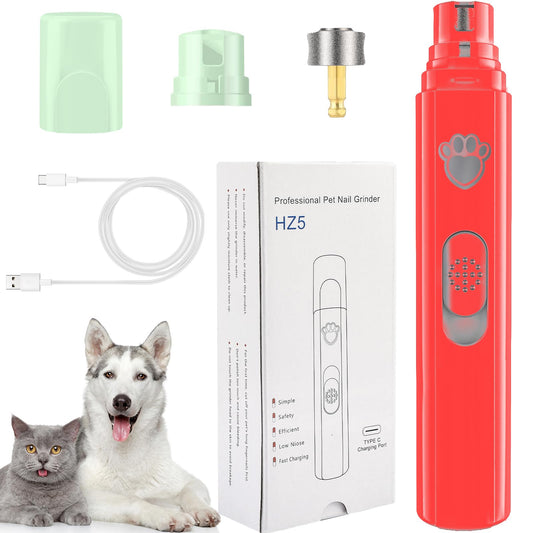 VIWIK Dog Nail Grinder, 2-Speed Rechargeable Dog Nail Trimmers for Large Medium & Small Dogs, Upgrade Professional Electric Pet Paws Nail Grinder, Quiet Grooming Tool Cat Dog Nail Dremel Red