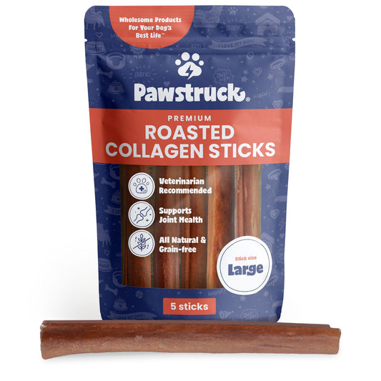 Pawstruck All Natural 11-12" Roasted Collagen Sticks for Dogs – Low Odor & Long-Lasting Bully Stick & Rawhide Alternative, Single Ingredient, Vet Approved – 5 Pack