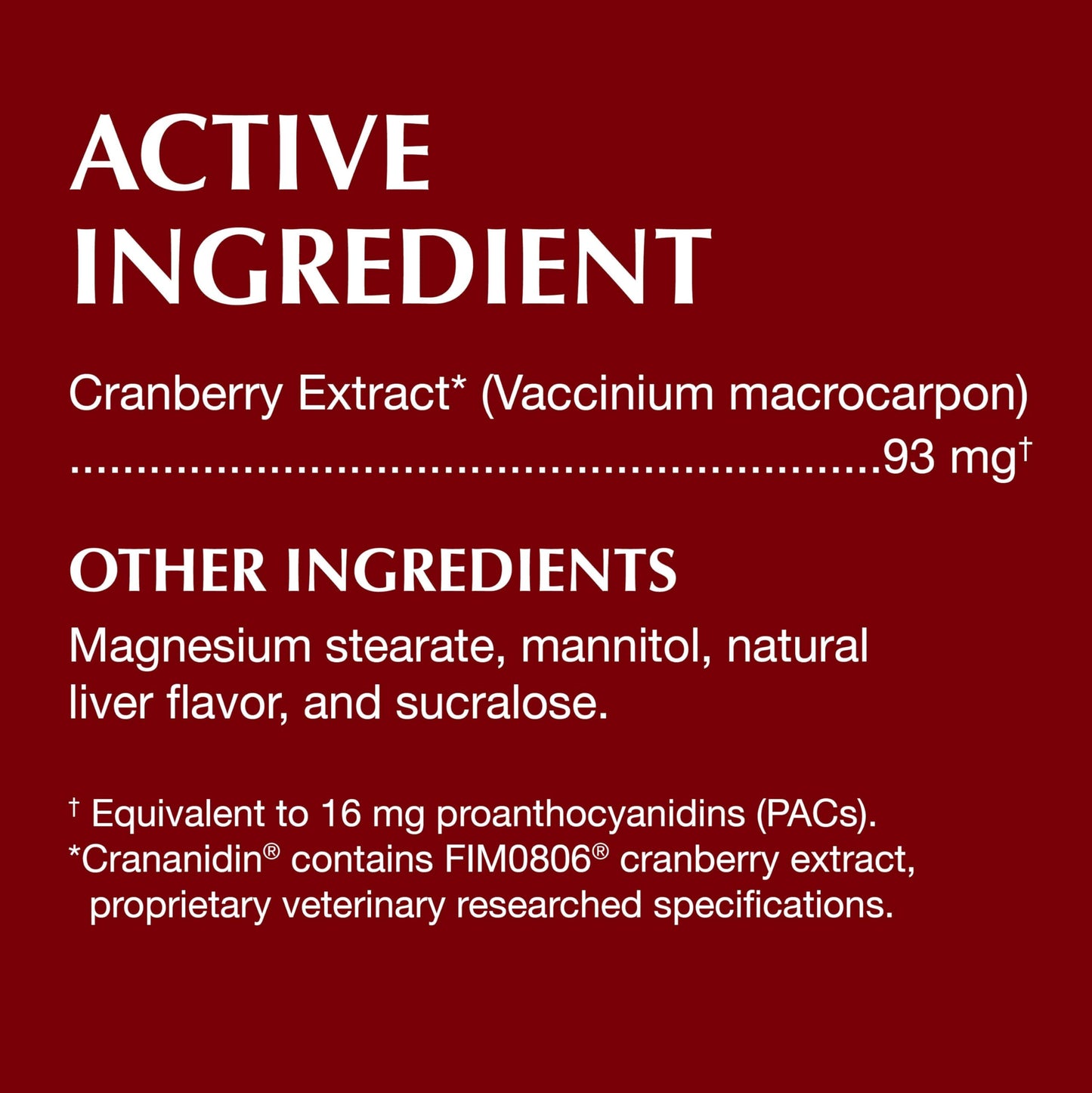Nutramax Laboratories Crananidin Cranberry Extract Urinary Tract Health Supplement for Dogs, 75 Chewable Tablets