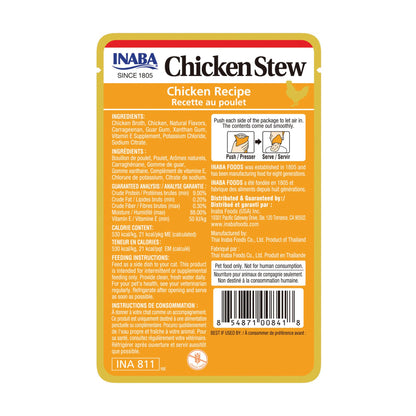 INABA Chicken Stew Side Dish/Complement/Dry Cat Food Topper/Treat for Cats with Vitamin E, Eight 1.4 Ounce Pouches