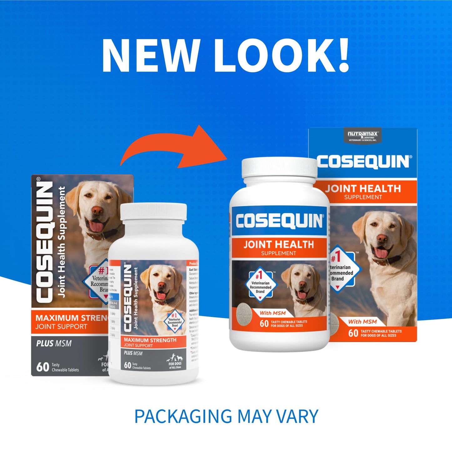 Nutramax Laboratories Cosequin Maximum Strength Joint Health Supplement for Dogs - With Glucosamine, Chondroitin, and MSM, 60 Chewable Tablets