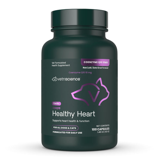 VetriScience CoQ10 Healthy Heart Easy-Open Capsules, 10mg Coenzyme Q10 Cardio and Healthy Aging Supplement for Dogs and Cats, Heart Support Supplement, 100 Count