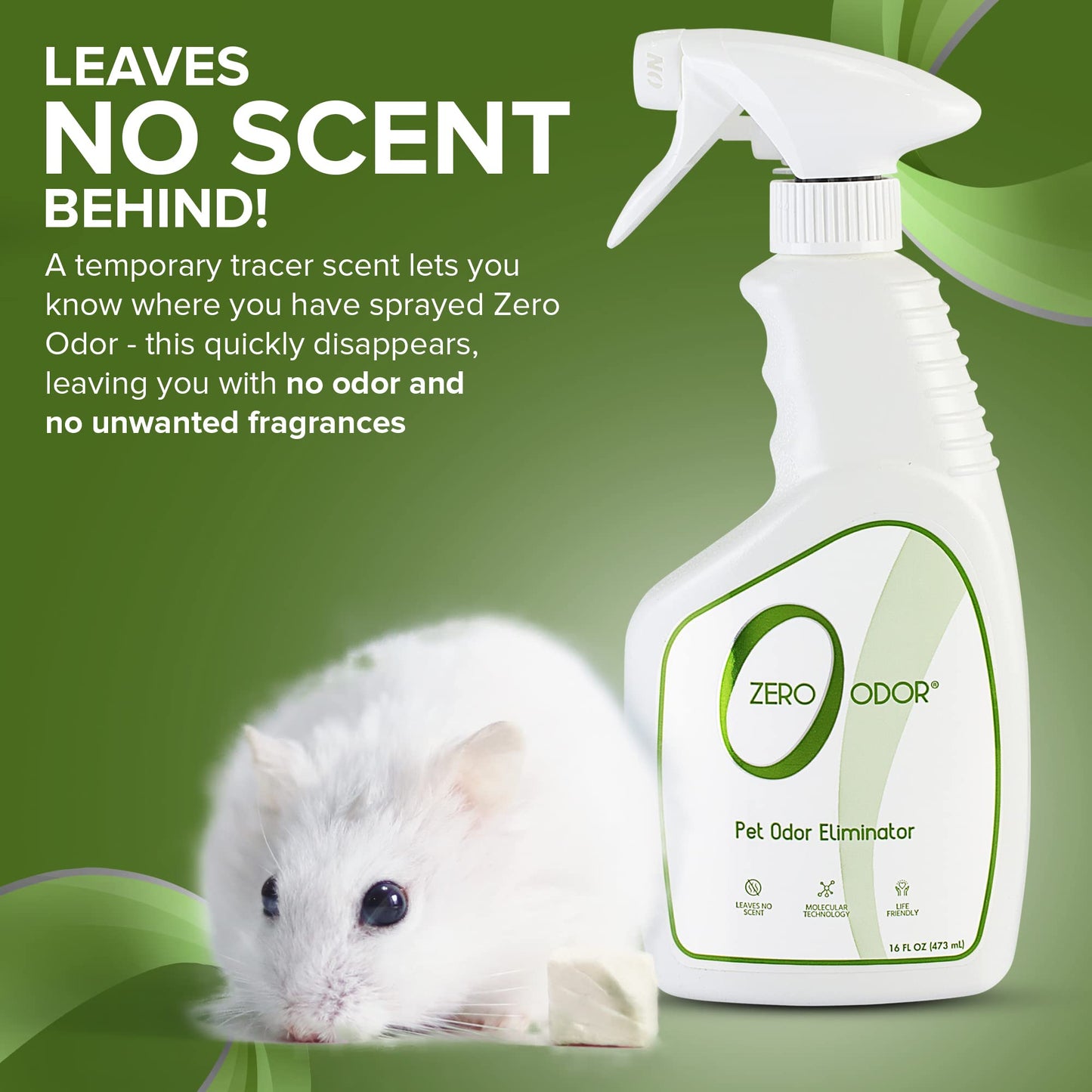 Zero Odor - Pet Odor Eliminator for Strong Odor, Eliminate Air & Surface Odors – Patented Molecular Technology Best For Carpet, Furniture, Beds Smell Great Again (Over 400 Sprays Per Bottle)