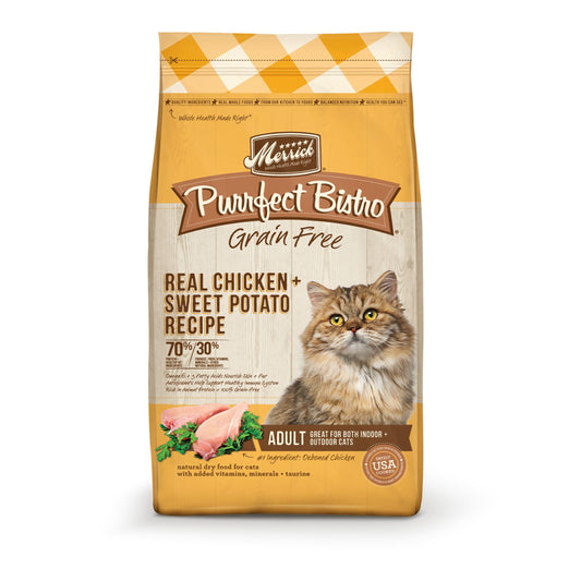 Merrick Purrfect Bistro Grain Free Natural Dry Cat Food For Adult Cats, Real Chicken And Sweet Potato Recipe - 12 lb. Bag