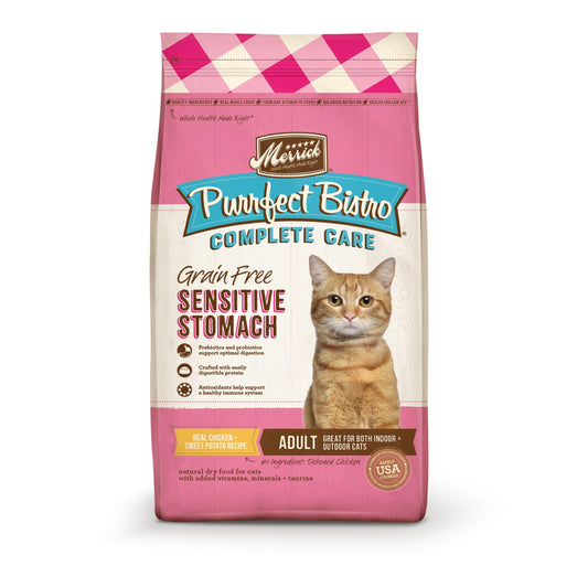 Merrick Purrfect Bistro Grain Free, Healthy, And Natural Dry Cat Food, Complete Care Sensitive Stomach Recipe - 12 lb. Bag