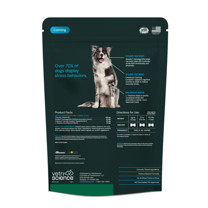 VetriScience Long Lasting Calm & Confident Calming Chews for Dogs, Supplement for Stress Support, Thunderstorms, Fireworks, & Travel, Chicken, Soft Chews, 90 Count - New Look