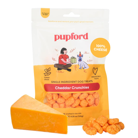 Pupford Cheese Crunchies, All-Natural, Healthy, Freeze Dried, Single-Ingredient Treat for Dogs & Puppies (Cheddar, 7.50 oz)