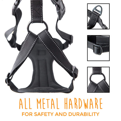 Mighty Paw Dog Car Harness - Vehicle Safety Gear - 2 Leash Attachment - Adjustable Straps - Reflective Stitching - Soft Padding - Standard Harness Functionality - No Pull Front Leash Attachment - S