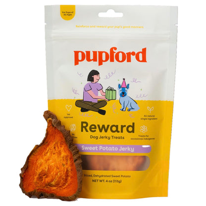 Pupford Crunchy Jerky Treats for Dogs & Puppies, Made in USA, Single Ingredient, No Fillers (Sweet Potato, 4 oz)