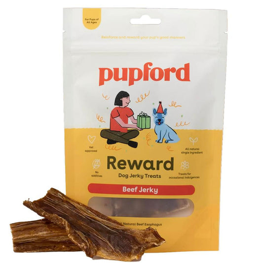 Pupford Crunchy Jerky Treats for Dogs & Puppies, Made in USA, Single Ingredient, No Fillers (Beef, 4 oz)