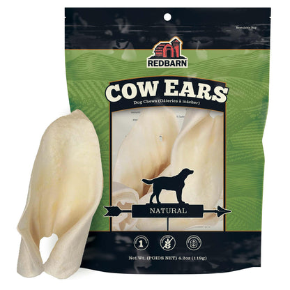 Redbarn Premium All-Natural Cow Ear for Dogs - Slow Roasted Single Ingredient Rawhide Alternative Chew Treat for Aggressive Chewers - 4.2 oz Bag (7 to 9 Ears)