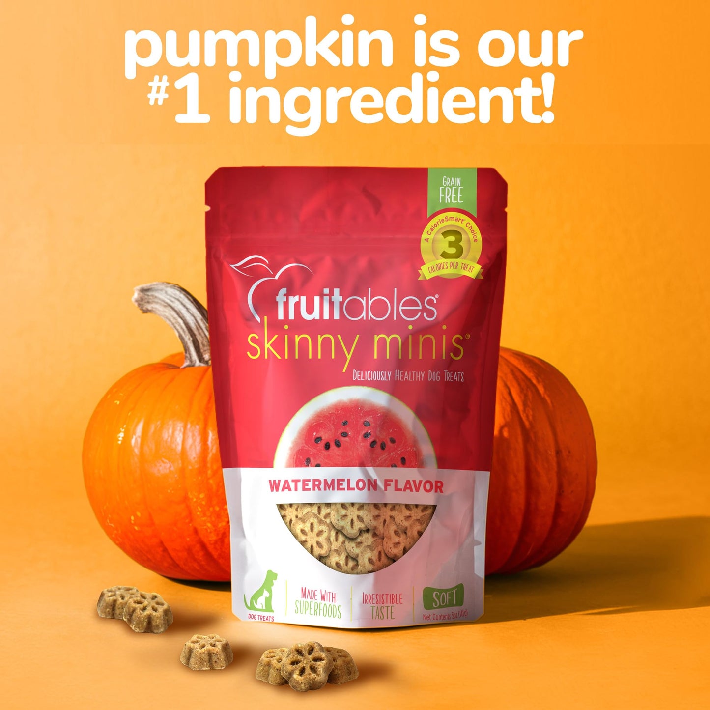 Fruitables Skinny Minis Grain Free Soft Treats for Dogs | Watermelon Flavor | 5 Ounces (2607)