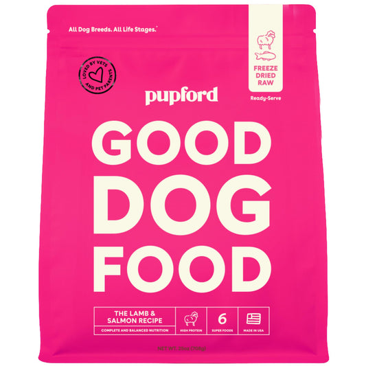 Pupford Good Dog Food, Freeze-Dried Raw, High-Protein, Superfood Ingredients, Vet-Approved, No Fillers or Artificial Additives (Lamb & Salmon Recipe, 25 oz)