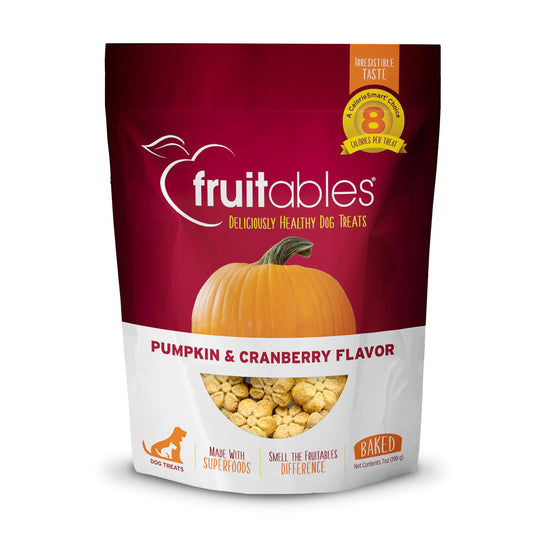 Fruitables Baked Dog Treats – Pumpkin Treats for Dogs – Healthy Low Calorie Treats – Free of Wheat, Corn and Soy – Pumpkin and Cranberry – 7 Ounces