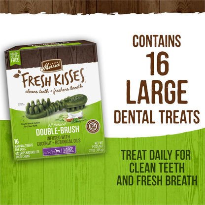 Merrick Fresh Kisses Natural Dental Chews Infused With Coconut And Botanical Oils For Large Dogs Over 50 Lbs - 22 ct. Box