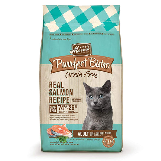 Merrick Purrfect Bistro Grain Free Natural Dry Cat Food For Adult Cats, Real Salmon And Sweet Potato Recipe - 12 lb. Bag