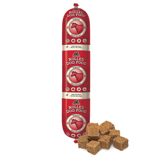 Redbarn Pet Products All-Natural Premium Rolled Dog Food, Beef Recipe - Soft Semi-Moist Wet Formula for High Protein Diet, Training Rewards, & Treat Pill Concealer - 4 lb, 1 Count