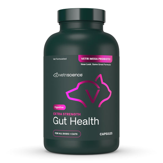 VetriScience Extra Strength Gut Health Probiotic & Prebiotic Digestive Supplements for Dogs & Cats, Gas & Diarrhea & Immune Support, Easy-Open Capsules, 180 Count - New Look