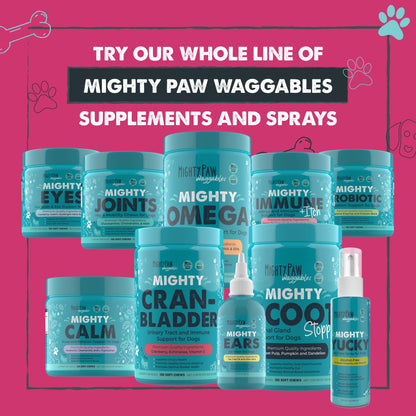 Mighty Paw Waggables Cran-Bladder (Made in The USA) | Vet Formulated Cranberry Supplement for Dogs – Cranberry Chews for Dogs, Urinary Tract & Bladder Support, Bacon Flavored, 120 Soft Chews